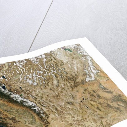 Satellite view of California and Nevada showing early season snow in the Sierra Nevada Mountains by Anonymous