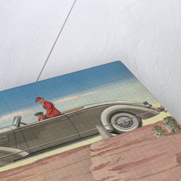 Tourists in Convertible Car on Mesa by Anonymous