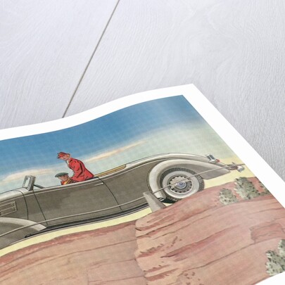 Tourists in Convertible Car on Mesa by Anonymous