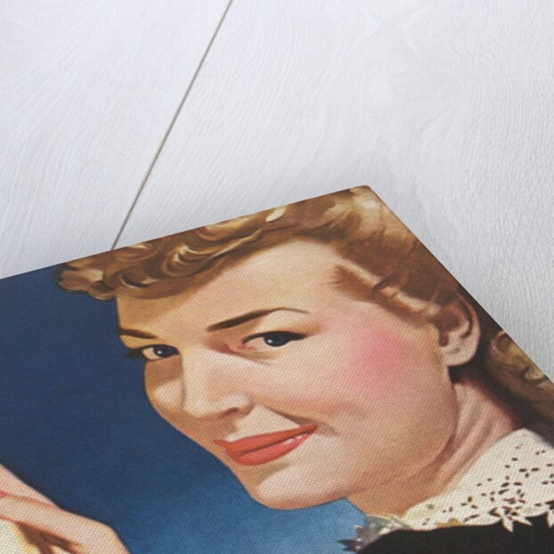 Woman Holding Miniature Fridge by Anonymous