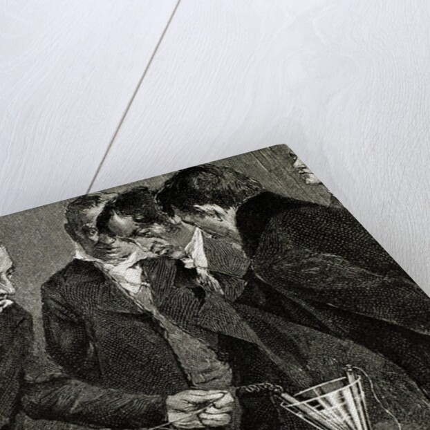 Oersted, Hans Christian (1777-1851). Danish physicist and chemist. Oersted discovers electromagnet by Anonymous