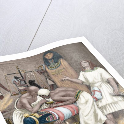 Mummification. Anciet Egypt. Engraving. 19th century. Colored. by Anonymous