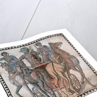 Roman mosaic with charioteer in a quadriga by Anonymous