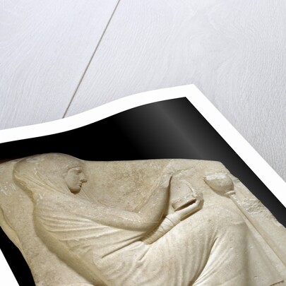 Detail of Ludovisi Throne depicting a woman placing incense in a Thymiaterion by Anonymous