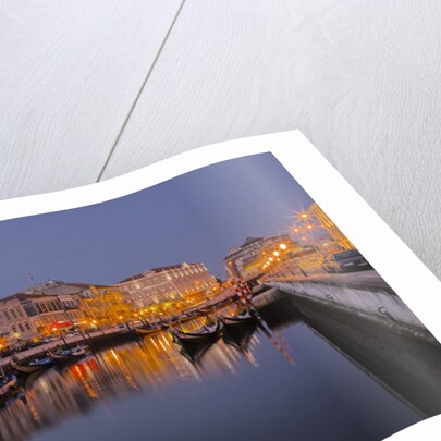 Moliceiro Boats Along the main canal of Averio With Night Lights by Anonymous