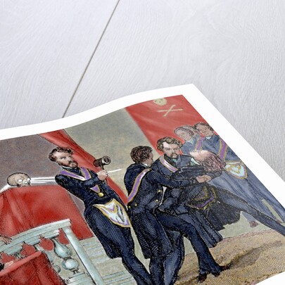 Secret Societies (nineteenth century). Initiation ceremony of a new member. by Anonymous