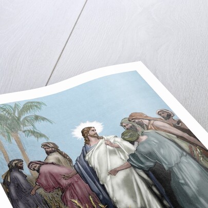 The apostles gathered ears in the day of rest. Engraving. Colored. by Anonymous