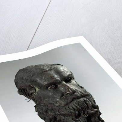 Ancient Greek bronze head of an old man with long beard (philosopher of Porticello) by Anonymous