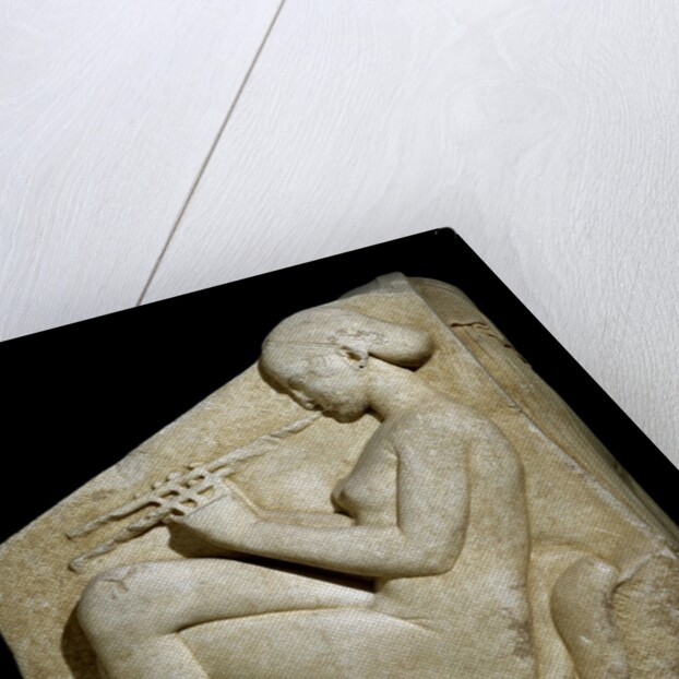 Panel of Ludovisi Throne : A naked woman playing a flute by Anonymous