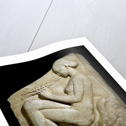 Panel of Ludovisi Throne : A naked woman playing a flute by Anonymous