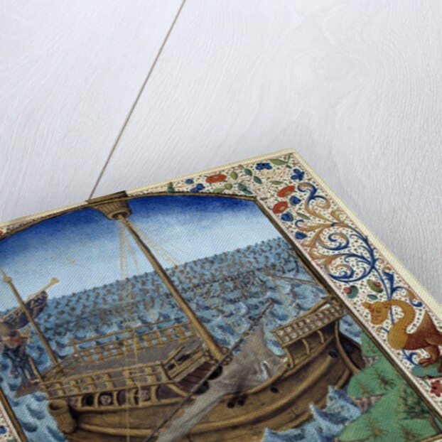 Manuscript illumination of ship at sea from "L'esprit de fortune et de vertu" by Anonymous