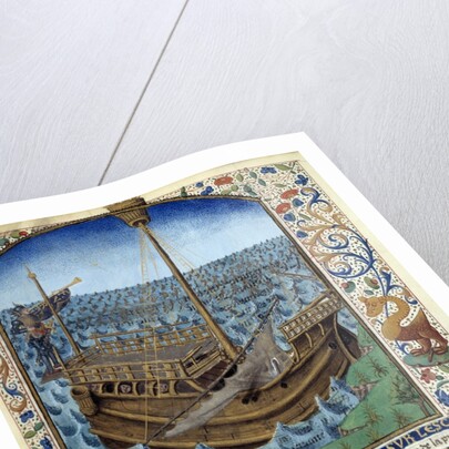 Manuscript illumination of ship at sea from "L'esprit de fortune et de vertu" by Anonymous