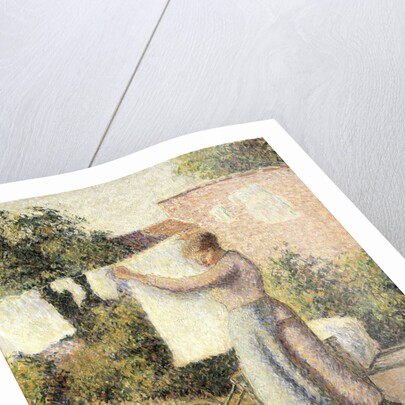Woman extending linen by Camille Pissarro