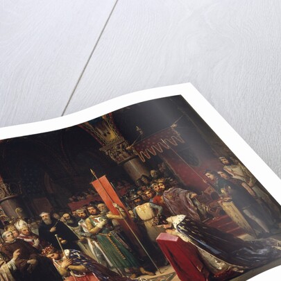 Louis VII takes the banner in the Basilica of Saint -Denis, 1147 by Jean Baptiste Mauzaisse