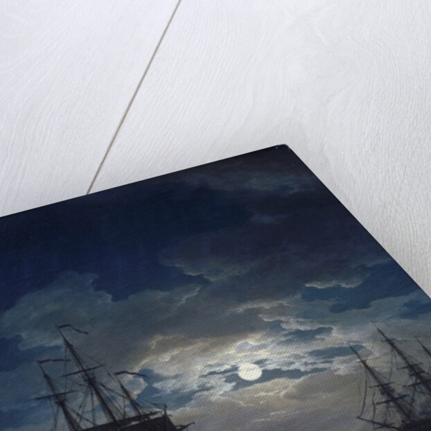 Detail of Night: Seaport by Moonlight by Joseph Vernet