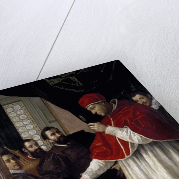 Michelangelo presents his model of San Lorenzo to Leo X by Jacopo da Empoli