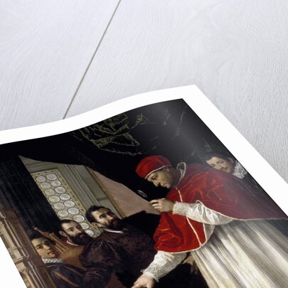 Michelangelo presents his model of San Lorenzo to Leo X by Jacopo da Empoli