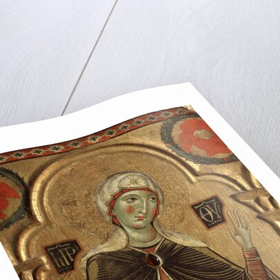 Detail of mary from Christ the Redeemer and Four Saints by Meliore di Jacopo