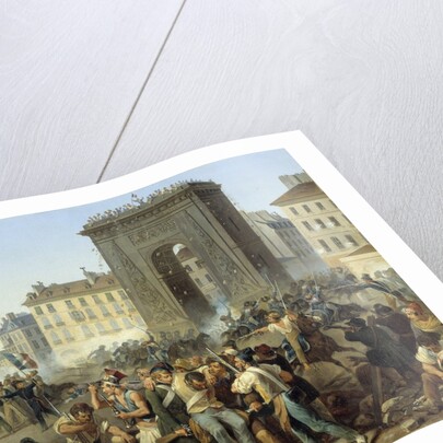 Fight at the Porte Saint Denis, 28 July 1830 by Hippolyte Lecomte