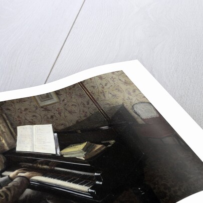 Young man playing the piano by Gustave Caillebotte