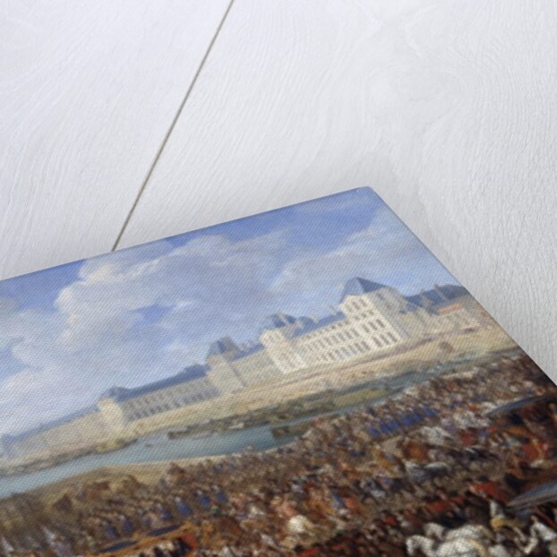 King Louis XIV in triumphal carriage crossing the Pont Neuf in Paris by Adam Frans van der Meulen