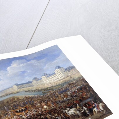 King Louis XIV in triumphal carriage crossing the Pont Neuf in Paris by Adam Frans van der Meulen