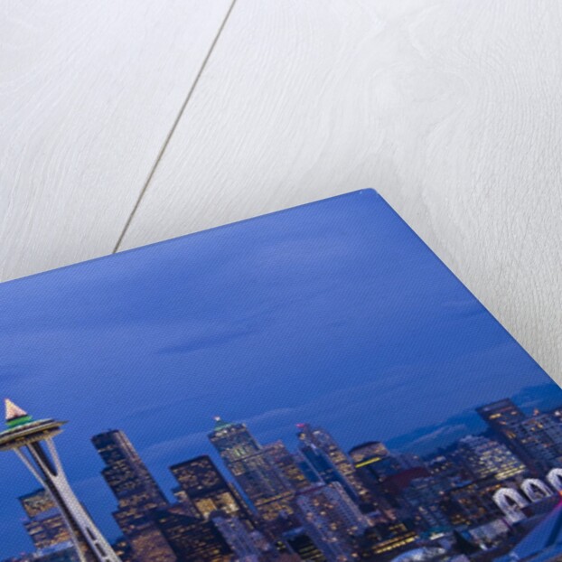 Night View of Seattle Skyline with Christmas Tree on the Space Needle by Anonymous