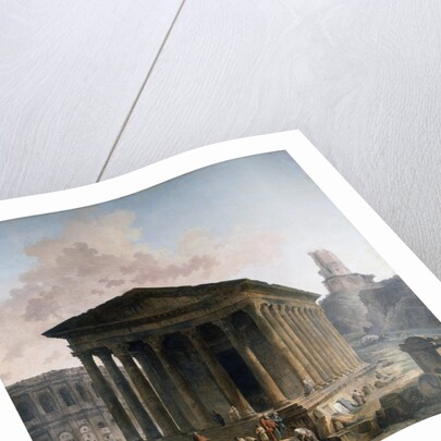 The Maison Carree, the Amphitheater and the Tour Magne in Nimes by Hubert Rober