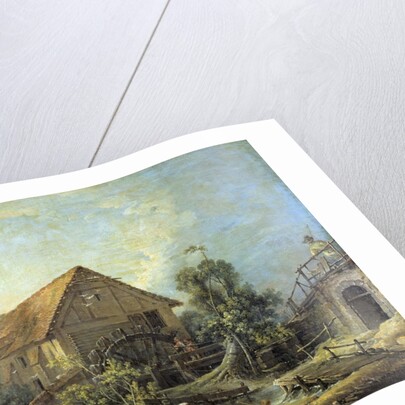 The Mill. A woman washing clothes in the stream by Francois Boucher