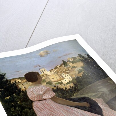 The pink dress or View of Castelnau-le-Lez by Jean Frederic Bazille