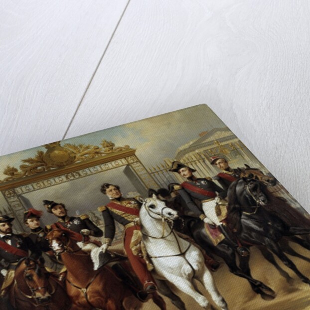 Louis-Philippe and his five sons leaving Versailles Castle by Horace Vernet