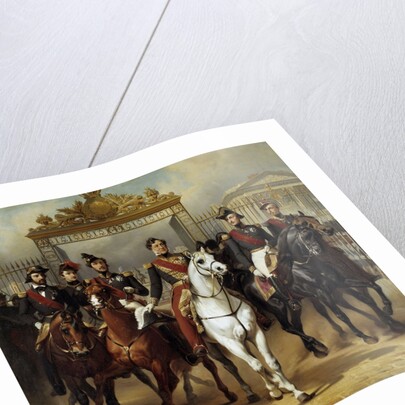 Louis-Philippe and his five sons leaving Versailles Castle by Horace Vernet