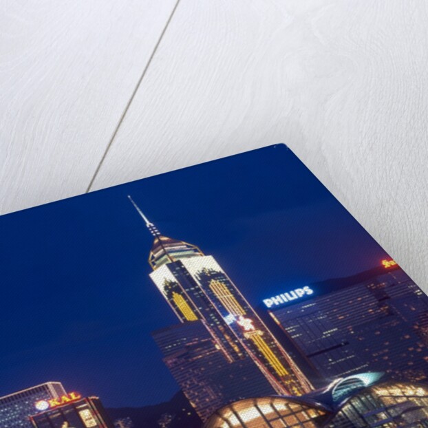 Convention Centre at night, Victoria Harbor, Wanchai, Hong Kong, China by Anonymous