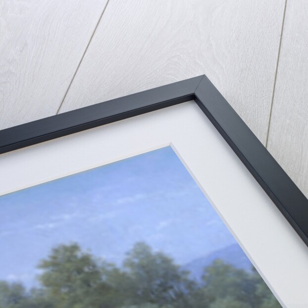 A young woman riding stops for her horse to drink by Anonymous