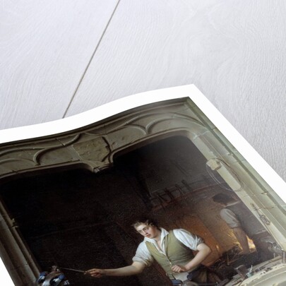 A locksmith seeking to make a jay bite his metal file by Jean Antoine Laurent