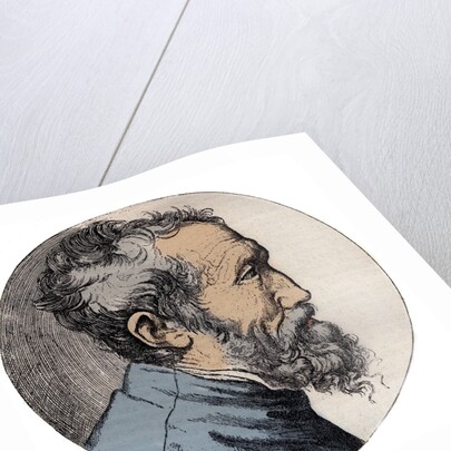 Profile Engraving of Michelangelo Buonarroti italian sculptor by Anonymous