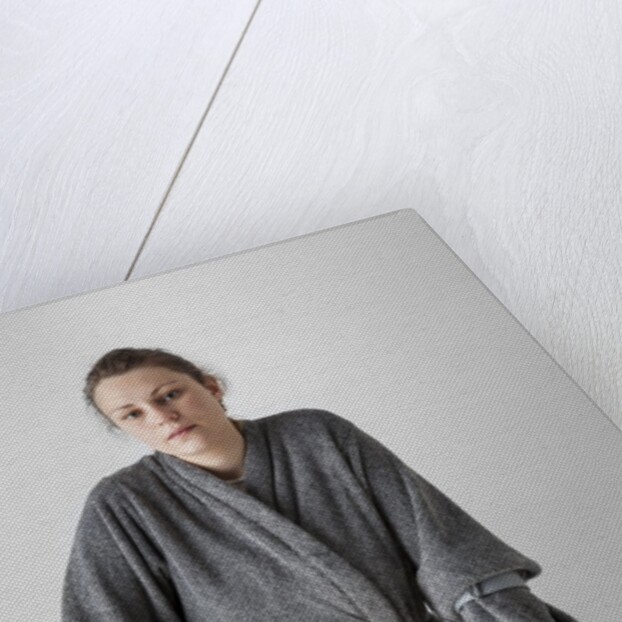 Woman on crutches by Anonymous