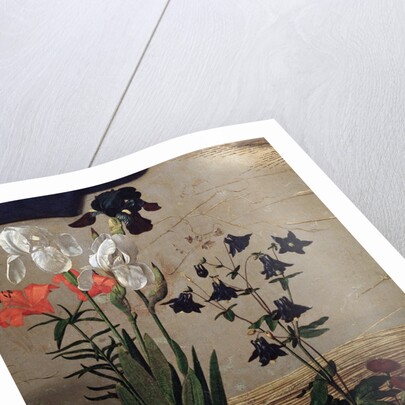 Detail of vases of flowers from the Portinari altarpiece by Hugo van der Goes