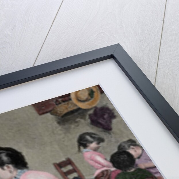 Girls' school. Engraving, 19th century. "La Ilustracion Espanola y Americana". Colored. by Anonymous