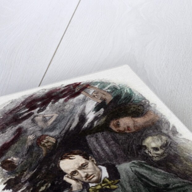 Portrait of french poet Charles Baudelaire surrounded by ghosts by Anonymous