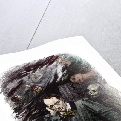 Portrait of french poet Charles Baudelaire surrounded by ghosts by Anonymous