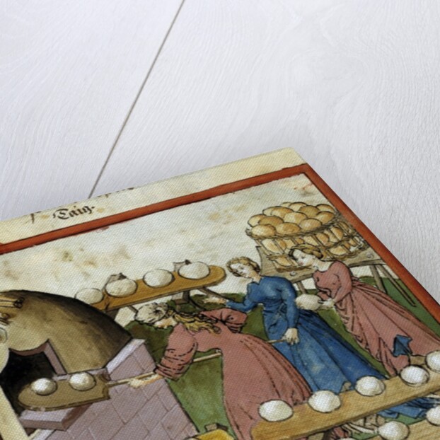 Female bakers making bread - 14th cent. Illumination by Anonymous