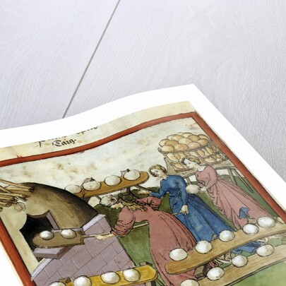 Female bakers making bread - 14th cent. Illumination by Anonymous