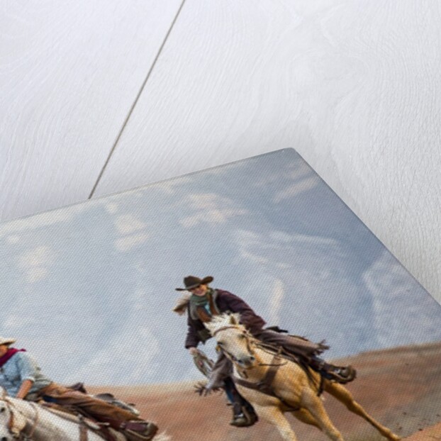 Cowgirl & Cowboy at Full Gallop by Anonymous