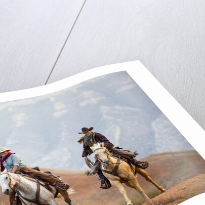 Cowgirl & Cowboy at Full Gallop by Anonymous
