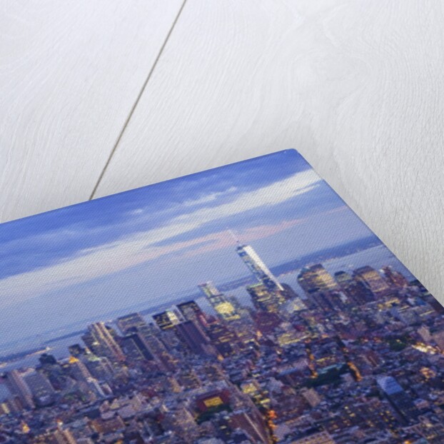Manhattan skyline from above at sunset, New York City by Anonymous