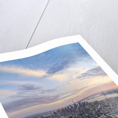Manhattan skyline from above at sunset, New York City by Anonymous