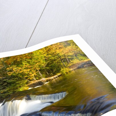 Trees reflect in cascade above Bond Falls on the Middle Fork of the Ontonagon river near Paulding in by Anonymous