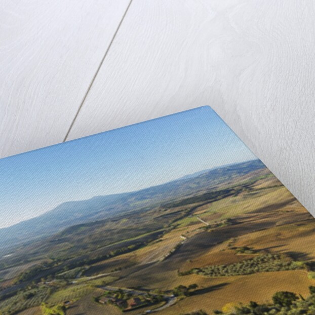 Drone air view of the town and Val d'Orcia by Anonymous