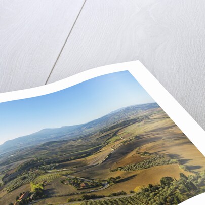 Drone air view of the town and Val d'Orcia by Anonymous